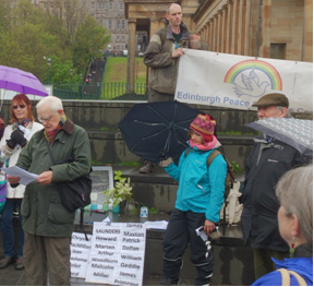 Alan Davies at the Conscientious Objectors Day Vigil.  Photo Credit : Brian Larkin